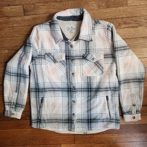 Soho Threads Size MEDIUM Flannel Shirt Jacket Sherpa Lining